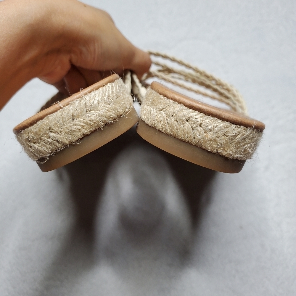 Madewell Kathryn Brown Leather Strappy Braided Woven Espadrille Slide Sandals - Picture 8 of 10